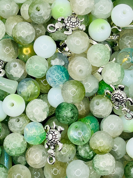 Turtle glass beads